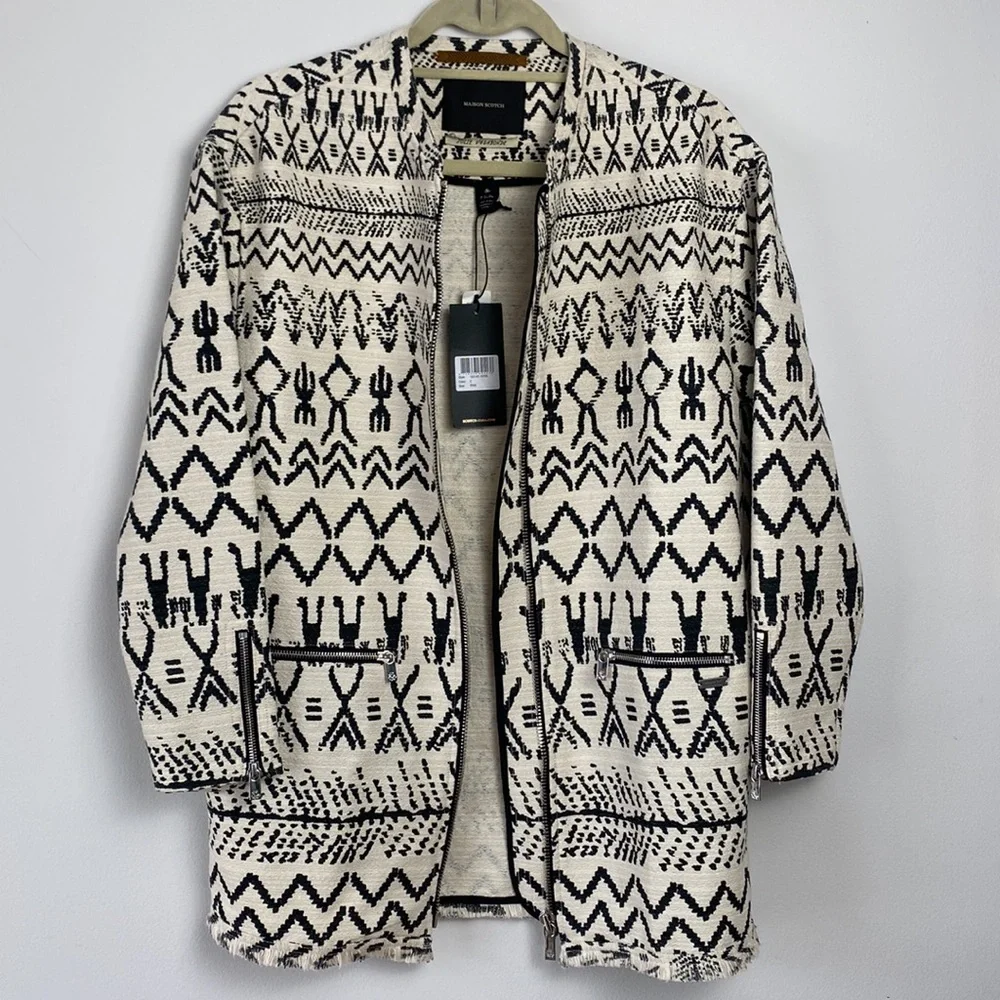 NEW Maison Scotch Scotch & Soda Jolie Vanabonde Aztec Southwest Print Car Coat - Picture 4 of 14